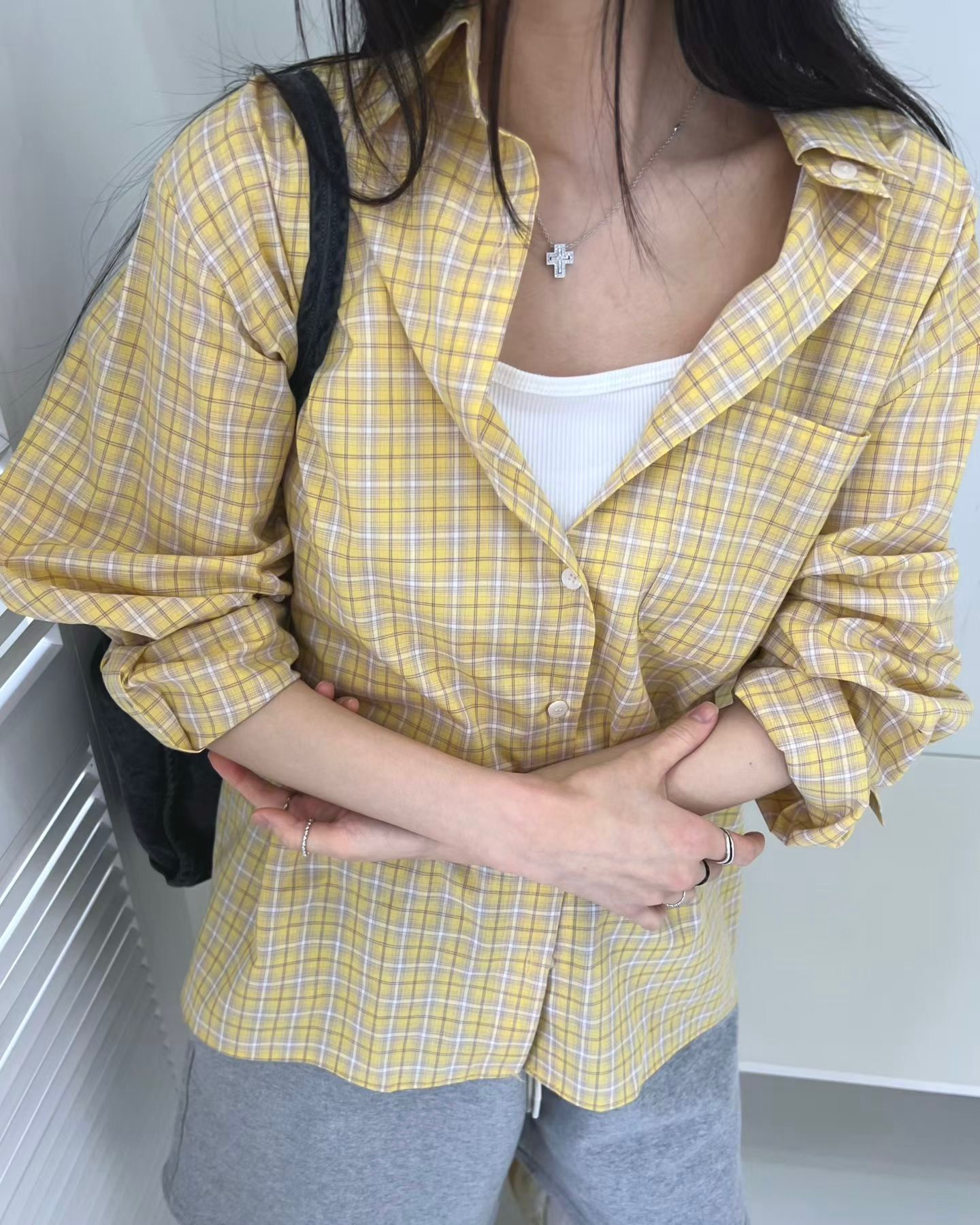 TE002【5月新品】春夏色彩格仔百搭恤衫