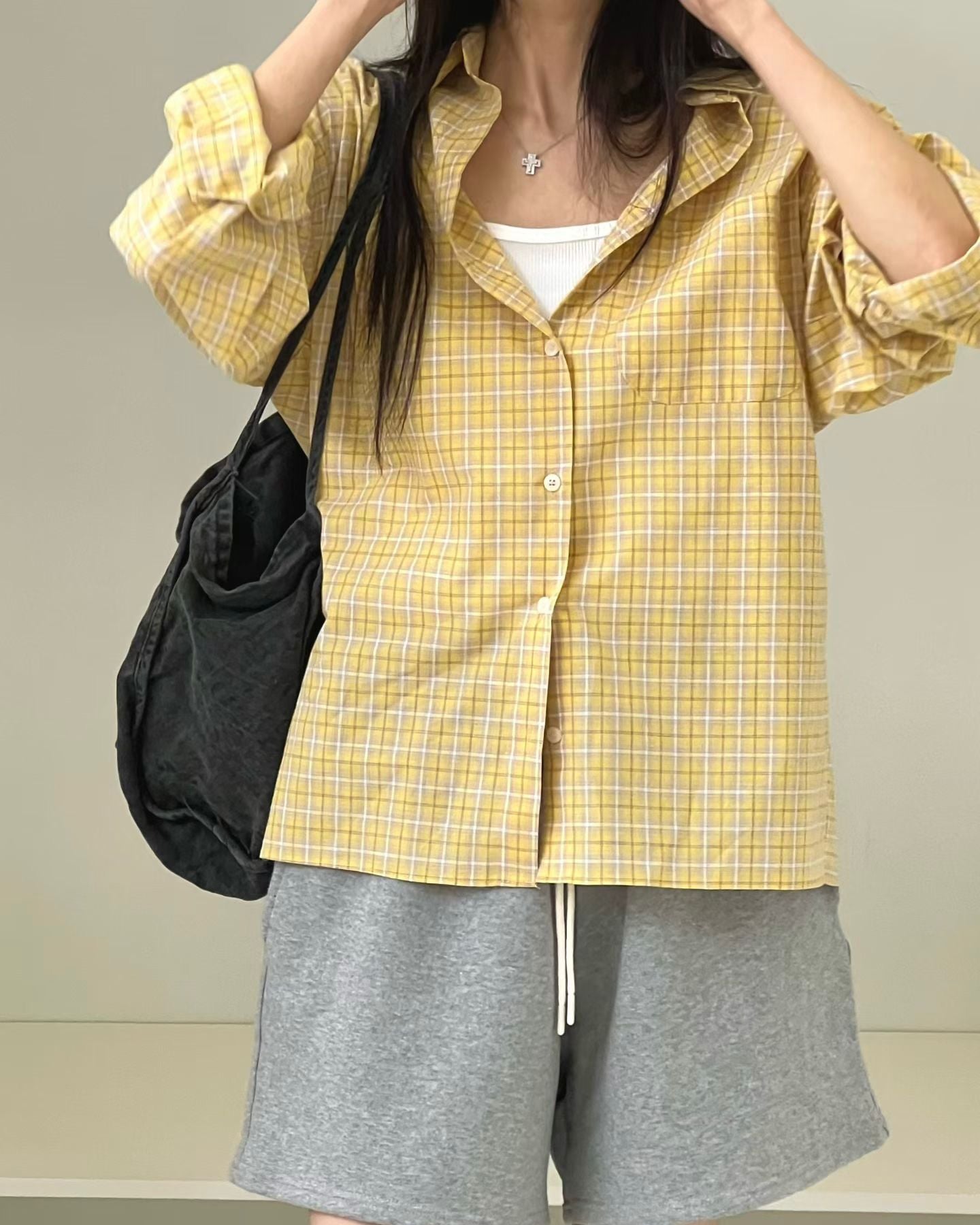 TE002【5月新品】春夏色彩格仔百搭恤衫