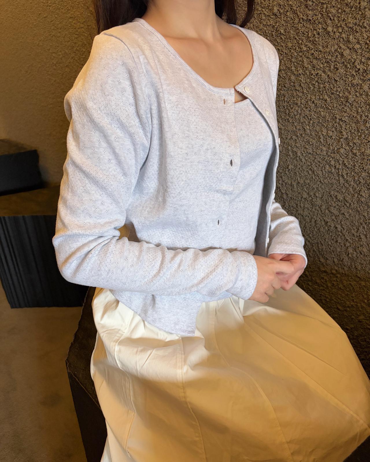 TW005【3月新品】縷空小花紋外套吊帶背心套裝