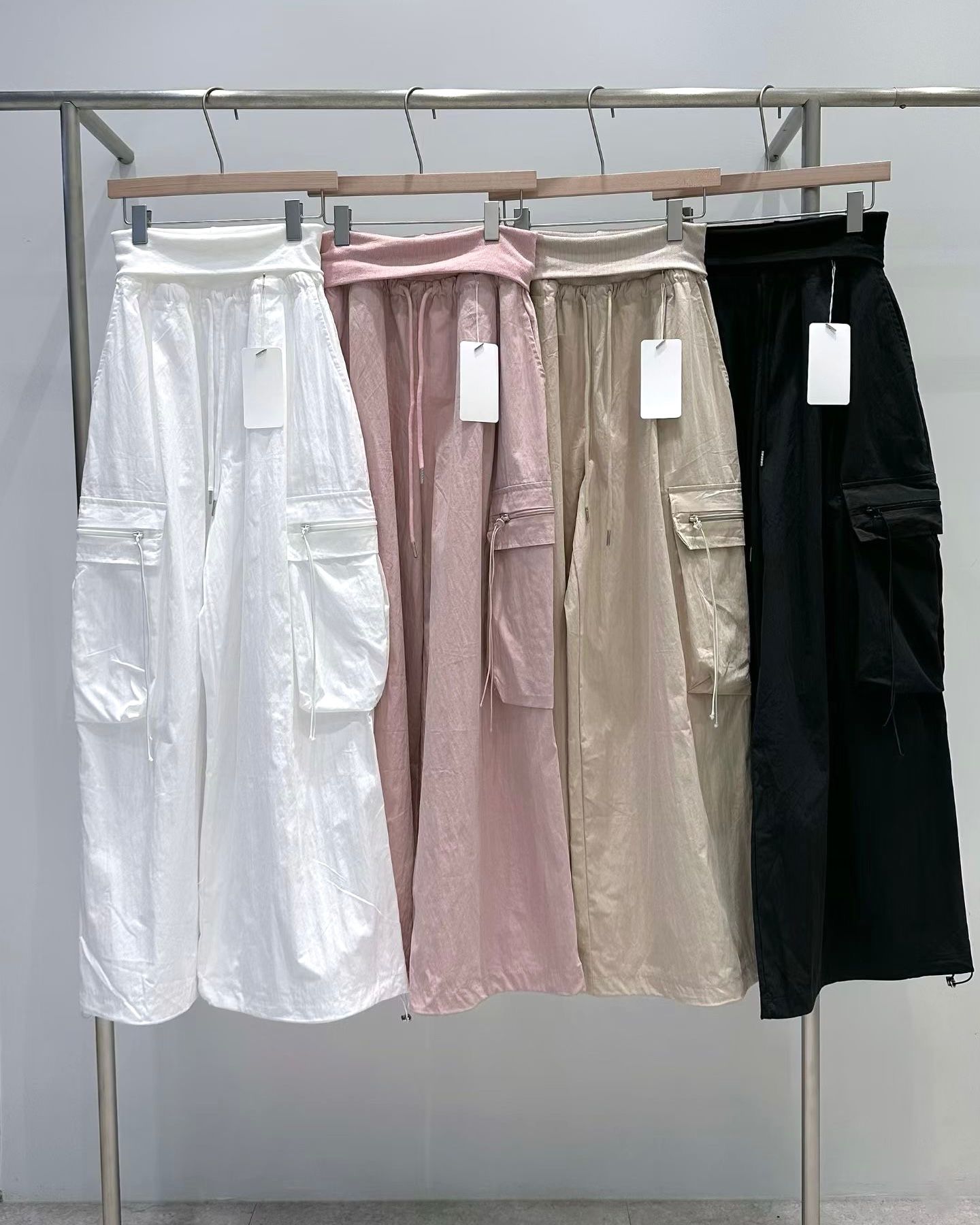 WA003【5月新品】休閒運動風袋子闊腳褲